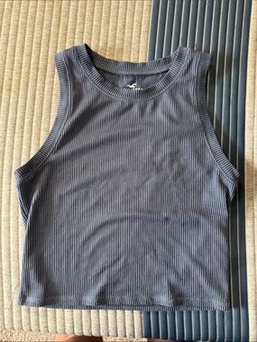 Hollister Ribbed Cropped Tank Top - Slate